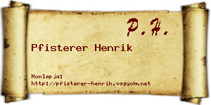 Pfisterer Henrik névjegykártya